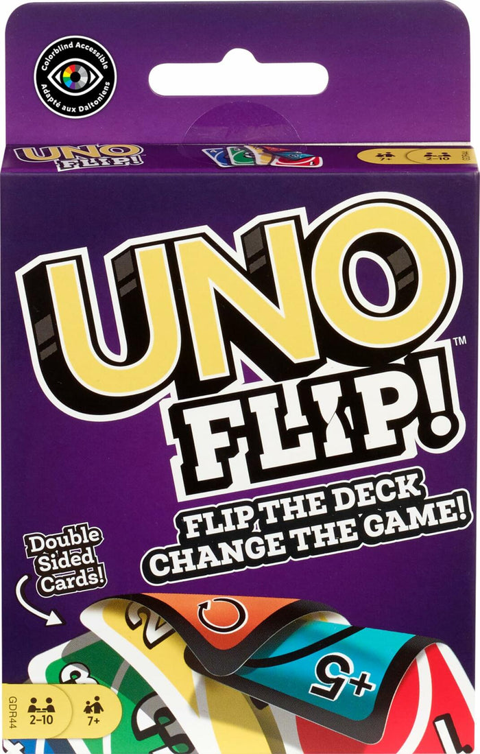 Mattel UNO FLIP! Family Card Game 112 Cards Sturdy Storage Tin Ages 7+ by Deal US