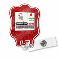 XQLZY Jingle Juice Red Retractable Badge Reel with Shark Clip Glitter by Deal US