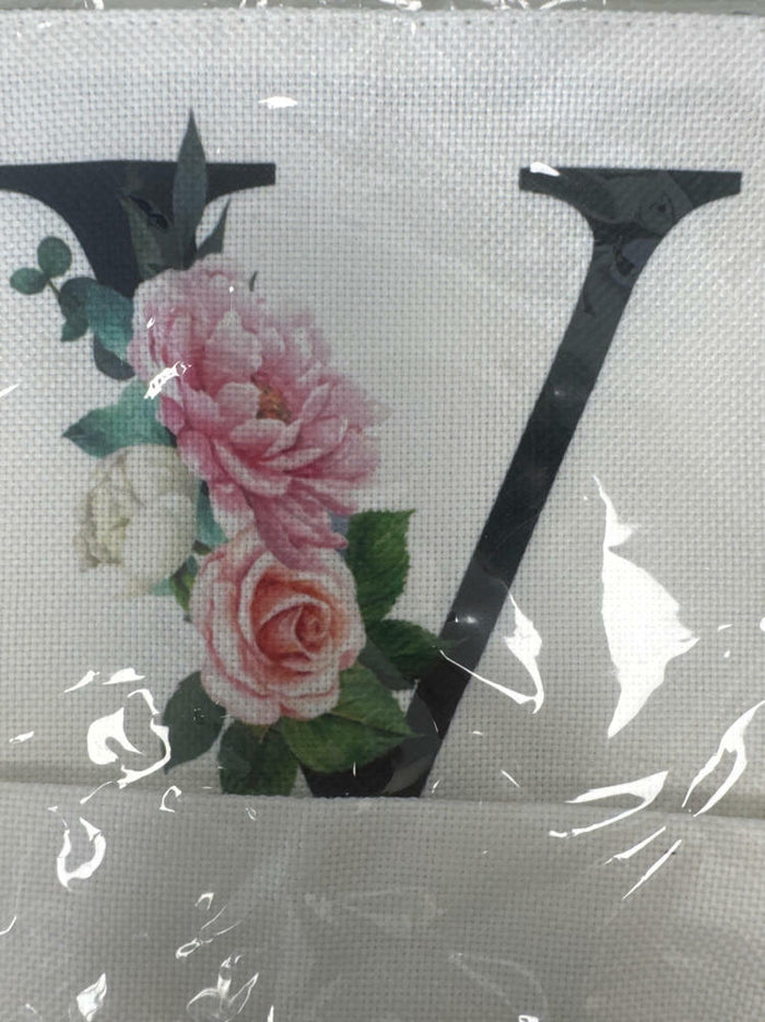 Flower Letter V Makeup Bag Alphabet Initial Cosmetic Birthday Gift Women by Deal US