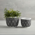 47th & Main Cement Planter Pot Black Sea Spray 4.9" Tall Modern Decor by Deal US