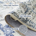 jinchan 5x7 Blue Washable Vintage Floral Area Rug Non-Slip Boho Carpet by Deal US