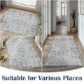 jinchan 5x7 Blue Washable Vintage Floral Area Rug Non-Slip Boho Carpet by Deal US