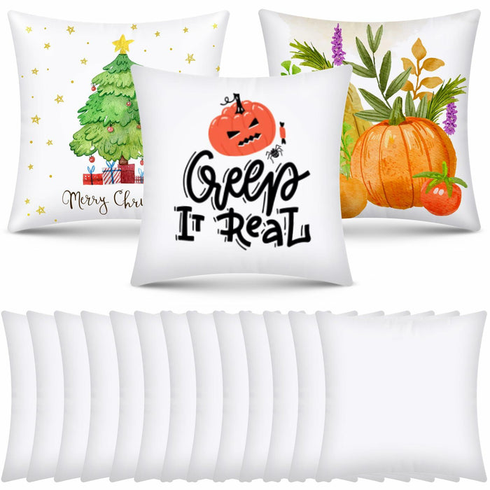 OLSUNOR 16 Pack 17.7"x17.7" White Sublimation Pillow Covers for DIY & Crafts by Deal US