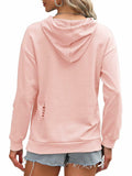 Women Hooded Distressed Sweatshirt Drawstring Kangaroo Pocket Greyblue Size M by Deal US