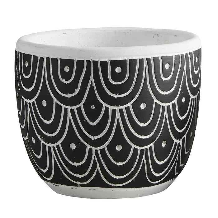47th & Main Cement Planter Pot Black Sea Spray 4.9" Tall Modern Decor by Deal US