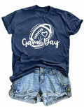 Game Day Shirt Women Cute Football Rugby Ball Graphic Tee Gray Size 2XL by Deal US