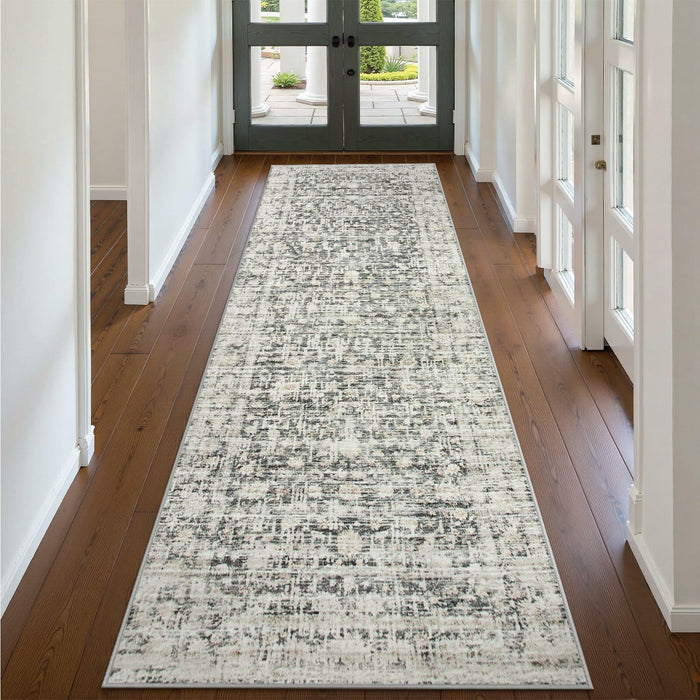 Hedlive Vintage Hallway Runner 2.6x8 Brick Red/White Non Slip Carpet by Deal US