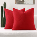 FUTEI Red Decorative Throw Pillow Covers 22x22 Inch Pack of 2 Soft Boucle by Deal US