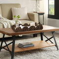Rectangle Serving Tray with Handles Brown Food Fruit Coffee Table Ottoman Tray by Deal US