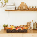 Rectangle Serving Tray with Handles Brown Food Fruit Coffee Table Ottoman Tray by Deal US