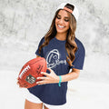 Game Day Shirt Women Cute Football Rugby Ball Graphic Tee Gray Size 2XL by Deal US