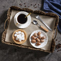 Rectangle Serving Tray with Handles Brown Food Fruit Coffee Table Ottoman Tray by Deal US