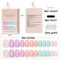 Press On Nails Short Square 24pcs Reusable Colorful Full Cover False Nails by Deal US