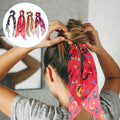 4pcs Halloween Pumpkin Satin Hair Scrunchies Elastics Orange for Girls by Deal US