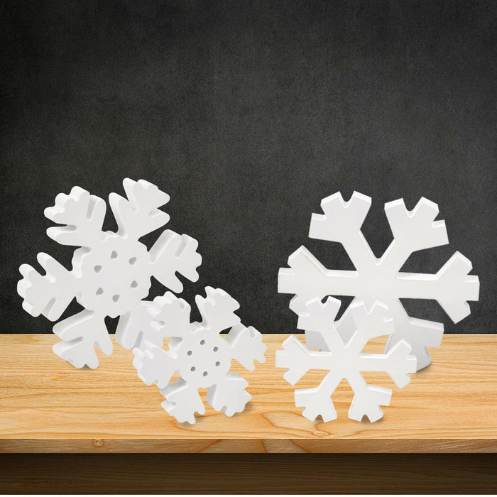 LadyRosian Wooden Snowflake Xmas Ornaments 4 Pack Standing & Hanging by Deal US