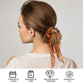 4pcs Halloween Pumpkin Satin Hair Scrunchies Elastics Orange for Girls by Deal US