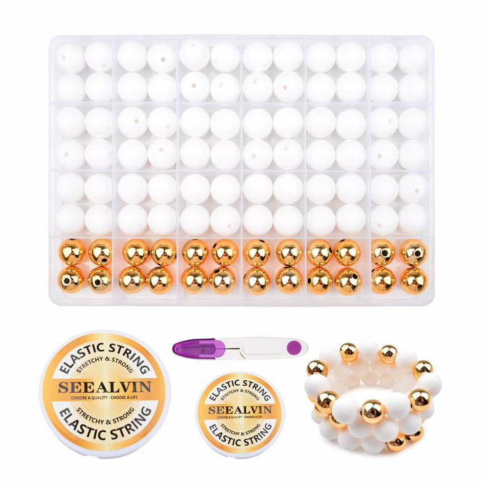 96PCS Silicone Beads Kit 15mm Round Rubber Beads 2 Colors DIY Crafts by Deal US