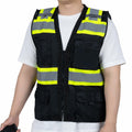 FONIRRA ANSI Class 2 Safety Vest Work Vest with Pockets Zipper Black Size 3XL by Deal US