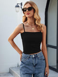 ZANZEA Black Square Neck Crop Tank Top Women Size L by Deal US