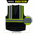 FONIRRA ANSI Class 2 Safety Vest Work Vest with Pockets Zipper Black Size 3XL by Deal US