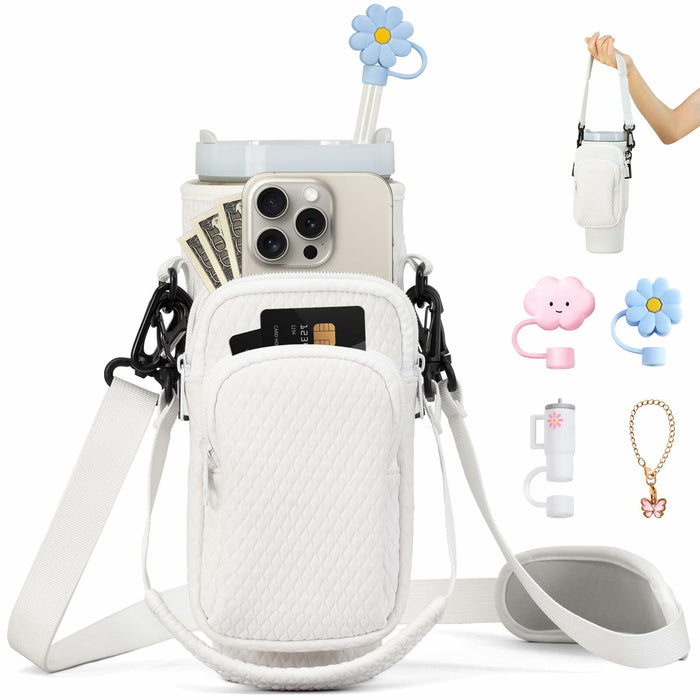 Stanley Cup 3D Embossed Neoprene 40oz Carrier Bag with Strap & Accessories by Deal US