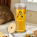 Personalized Initial Glass Cup 24oz Tumbler with Lid Straw Sunflower S by Deal US