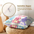 Happy Easter Throw Pillow Covers Set of 2 18x18 Cotton Colorful Bunny by Deal US