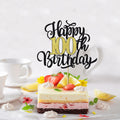 Leetaivie Happy 90th Birthday Cake Topper Black Gold Glitter Party Decor by Deal US