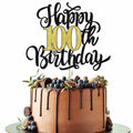 Leetaivie Happy 90th Birthday Cake Topper Black Gold Glitter Party Decor by Deal US