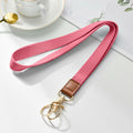 Knagsfa Braided Nylon Badge Lanyard with Dual Keyrings Metal Hook Orange Pink by Deal US