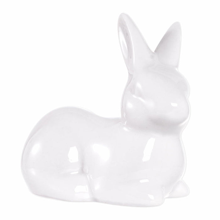 Rthjsfj White Ceramic Easter Bunny Figurine Porcelain Rabbit Statue 3.74x1.89" by Deal US