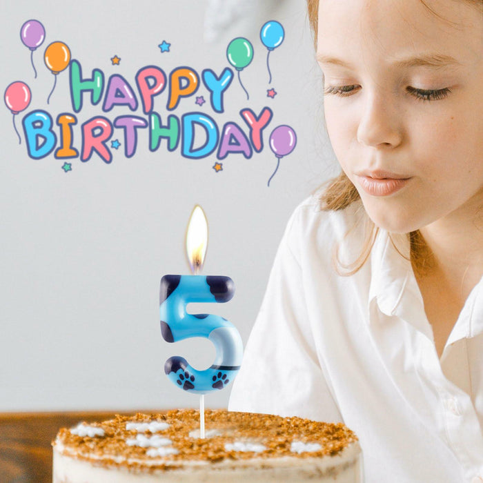 Zi Lan Number 5 Blue Dog Paw Birthday Candle Paw Print Cake Decor by Deal US