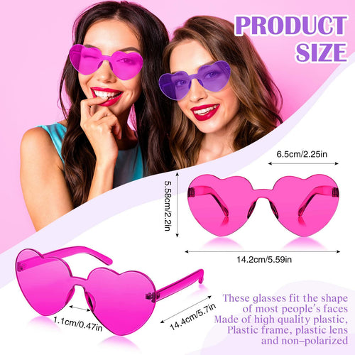 TOODOO 4 Pack Heart Shaped Rimless Sunglasses Candy Color Purple Series by Deal US