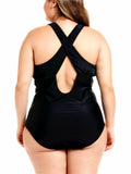 FlatterMe Women's Sexy Plus Size Black One Piece Swimsuit Lace Up Size 3XL by Deal US