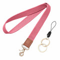 Knagsfa Braided Nylon Badge Lanyard with Dual Keyrings Metal Hook Orange Pink by Deal US