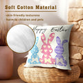 Happy Easter Throw Pillow Covers Set of 2 18x18 Cotton Colorful Bunny by Deal US