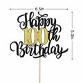 Leetaivie Happy 90th Birthday Cake Topper Black Gold Glitter Party Decor by Deal US