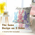 Happy Easter Throw Pillow Covers Set of 2 18x18 Cotton Colorful Bunny by Deal US