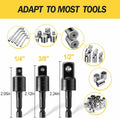 3Pcs Socket Adapter Set 1/4" 3/8" 1/2" Rotatable Impact Grade Drill Bits by Deal US