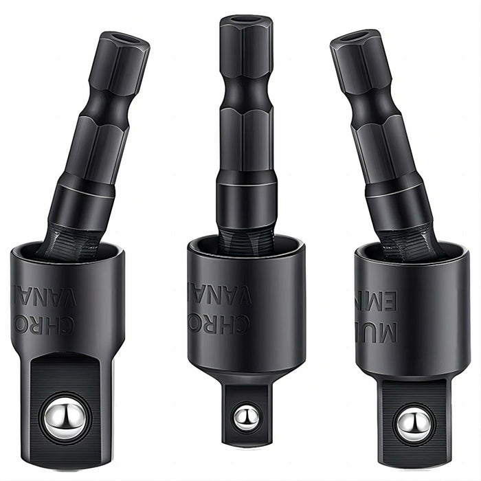3Pcs Socket Adapter Set 1/4" 3/8" 1/2" Rotatable Impact Grade Drill Bits by Deal US