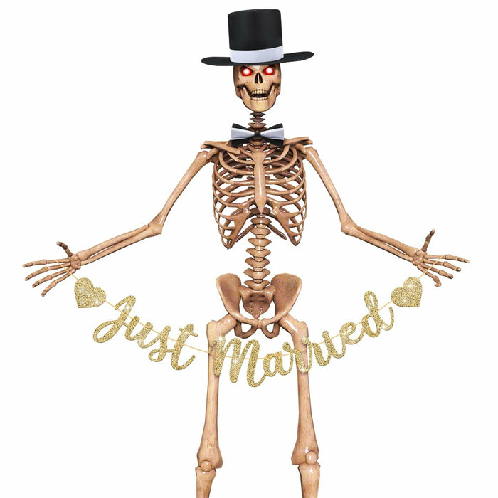VioraWhite Skeleton Costume Accessories Banner Bow Tie Just Married by Deal US