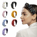 SMYAXUNW Colorful Pearl Knotted Hairband Gemstone Imitation Pearl Twist by Deal US