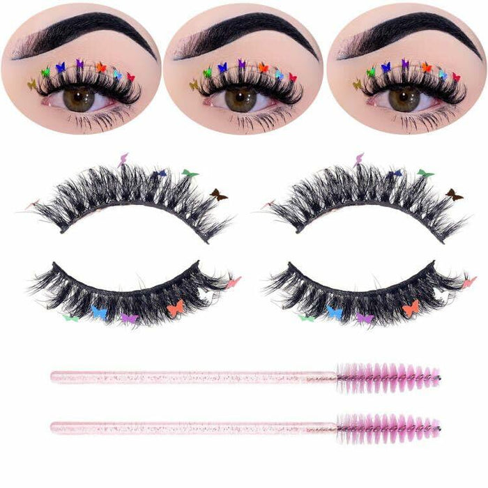 Miss Kiss Butterfly Russian Curl False Eyelashes 14MM Black 2 Pairs + 2 Brushes by Deal US