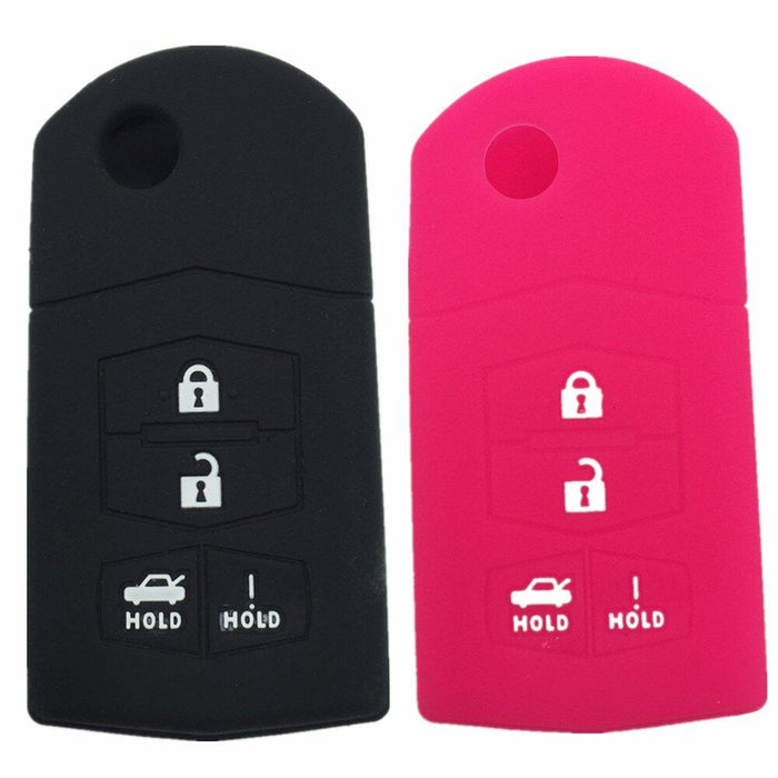 Ezzy Auto Silicone Key Fob Case 4 Buttons Black Pair Fit 3 5 6 CX-7 by Deal US