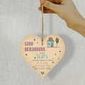 Wooden Antique Hanging Heart Plaque Sign Good Neighbors Quote by Deal US