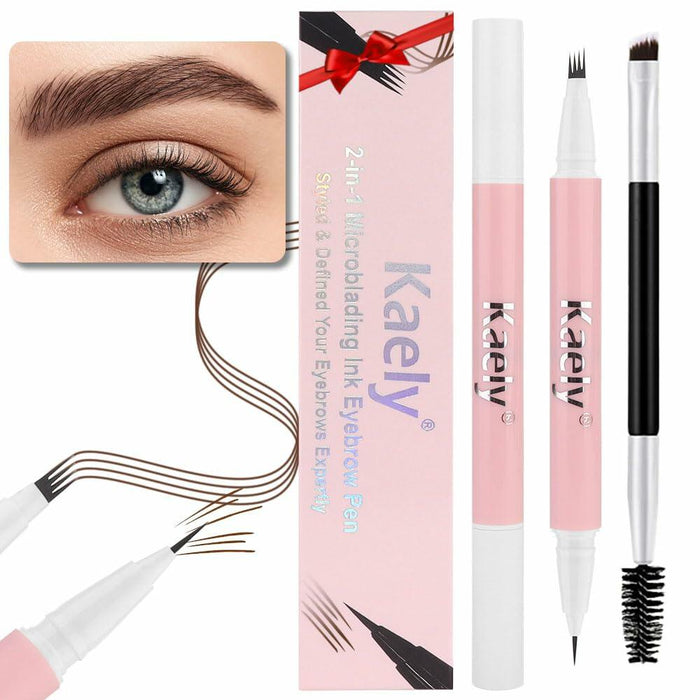 BestBy07/27 evpct Brown Dual-Ended Microblading Eyebrow Pen 1Pc Brush by Deal US