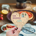 Wooden Antique Hanging Heart Plaque Sign Good Neighbors Quote by Deal US