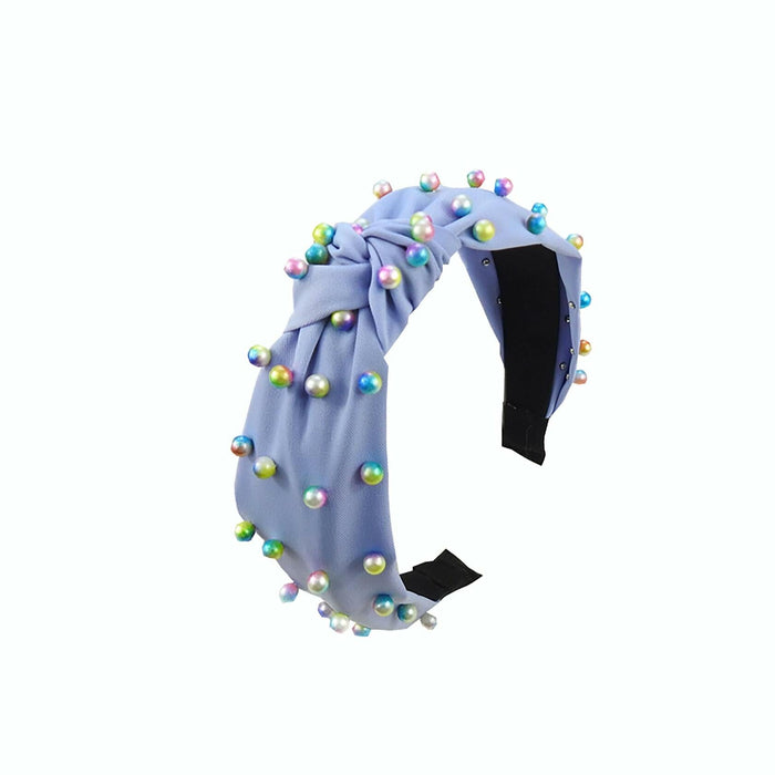 SMYAXUNW Colorful Pearl Knotted Hairband Gemstone Imitation Pearl Twist by Deal US