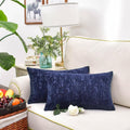 CaliTime Marbling Jacquard Chenille Throw Pillow Cases 12x20 Navy Blue 2 Pack by Deal US