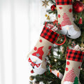 LASPERAL 4Pcs 18in Christmas Stockings 3D Burlap Santa Snowman Reindeer by Deal US